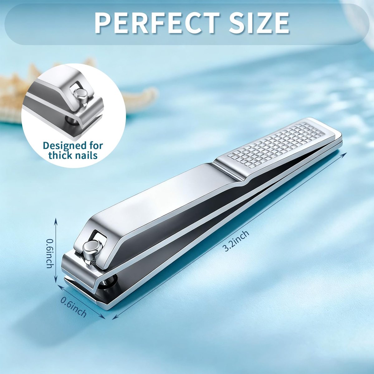 6-Pack Straight Edge Nail Clippers for Thick Nails - Heavy Duty Stainless Steel Toenail Clippers for Men and Women - görsel 3