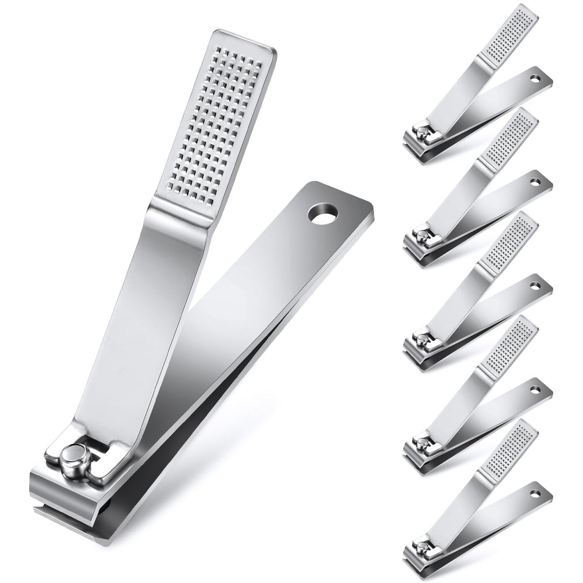 6-Pack Straight Edge Nail Clippers for Thick Nails - Heavy Duty Stainless Steel Toenail Clippers for Men and Women - görsel 1