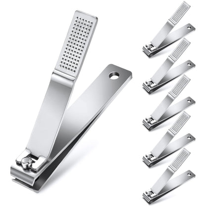 6-Pack Straight Edge Nail Clippers for Thick Nails - Heavy Duty Stainless Steel Toenail Clippers for Men and Women