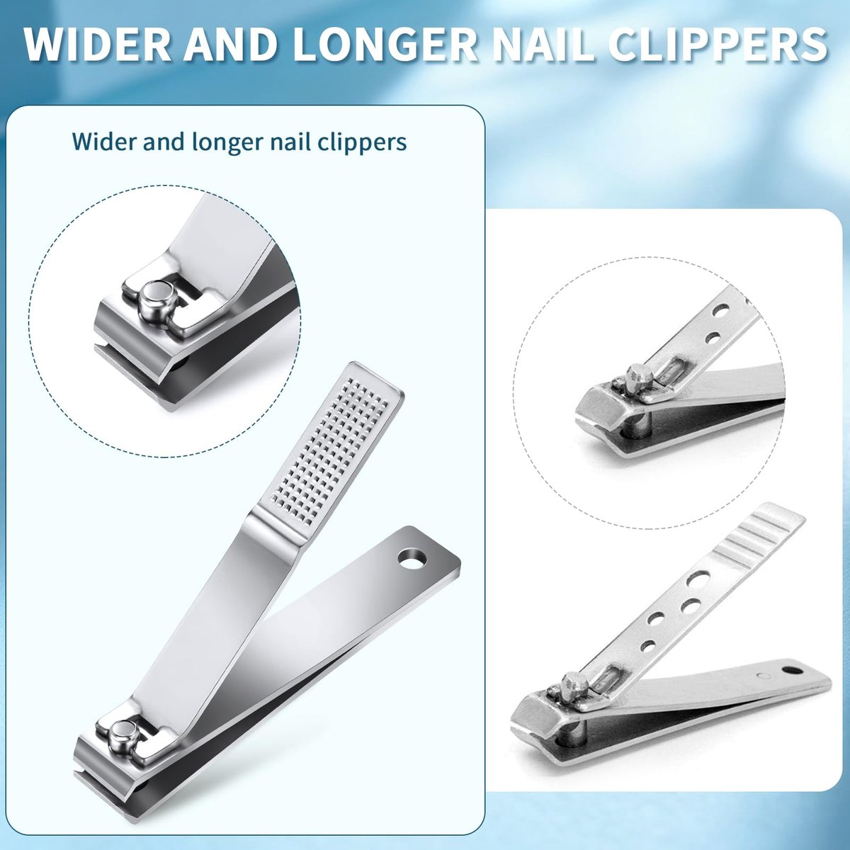 6-Pack Straight Edge Nail Clippers for Thick Nails - Heavy Duty Stainless Steel Toenail Clippers for Men and Women - görsel 7