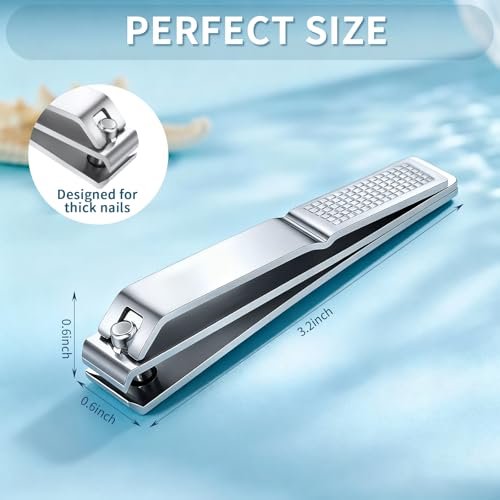 6-Pack Straight Edge Nail Clippers for Thick Nails - Heavy Duty Stainless Steel Toenail Clippers for Men and Women - görsel 4