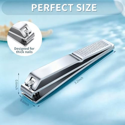 6-Pack Straight Edge Nail Clippers for Thick Nails - Heavy Duty Stainless Steel Toenail Clippers for Men and Women
