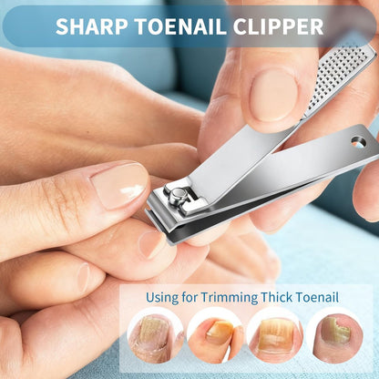 6-Pack Straight Edge Nail Clippers for Thick Nails - Heavy Duty Stainless Steel Toenail Clippers for Men and Women