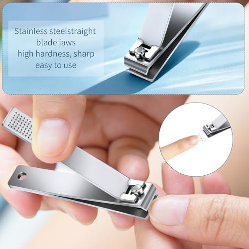 6-Pack Straight Edge Nail Clippers for Thick Nails - Heavy Duty Stainless Steel Toenail Clippers for Men and Women - görsel 10