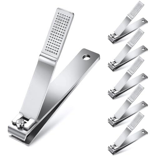 6-Pack Straight Edge Nail Clippers for Thick Nails - Heavy Duty Stainless Steel Toenail Clippers for Men and Women - görsel 2
