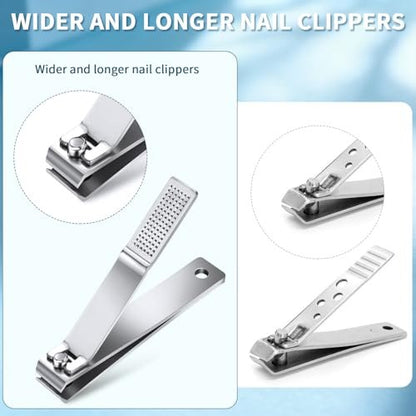 6-Pack Straight Edge Nail Clippers for Thick Nails - Heavy Duty Stainless Steel Toenail Clippers for Men and Women