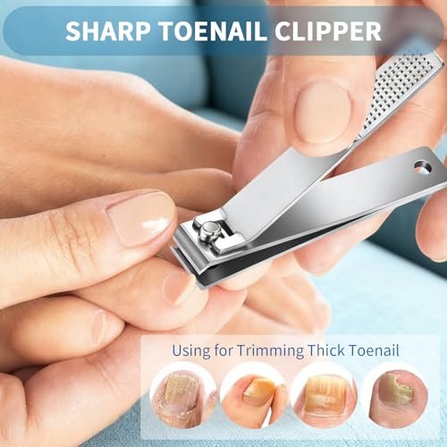 6-Pack Straight Edge Nail Clippers for Thick Nails - Heavy Duty Stainless Steel Toenail Clippers for Men and Women - görsel 14