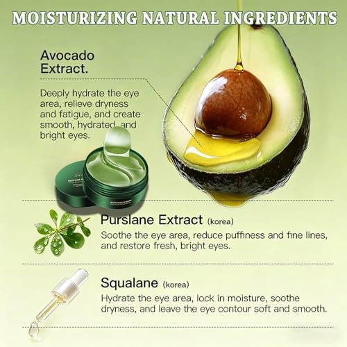 Avocado Eye Mask 60 Pcs - Hydrating Under Eye Patches for Dark Circles, Puffiness, and Fine Lines - görsel 8
