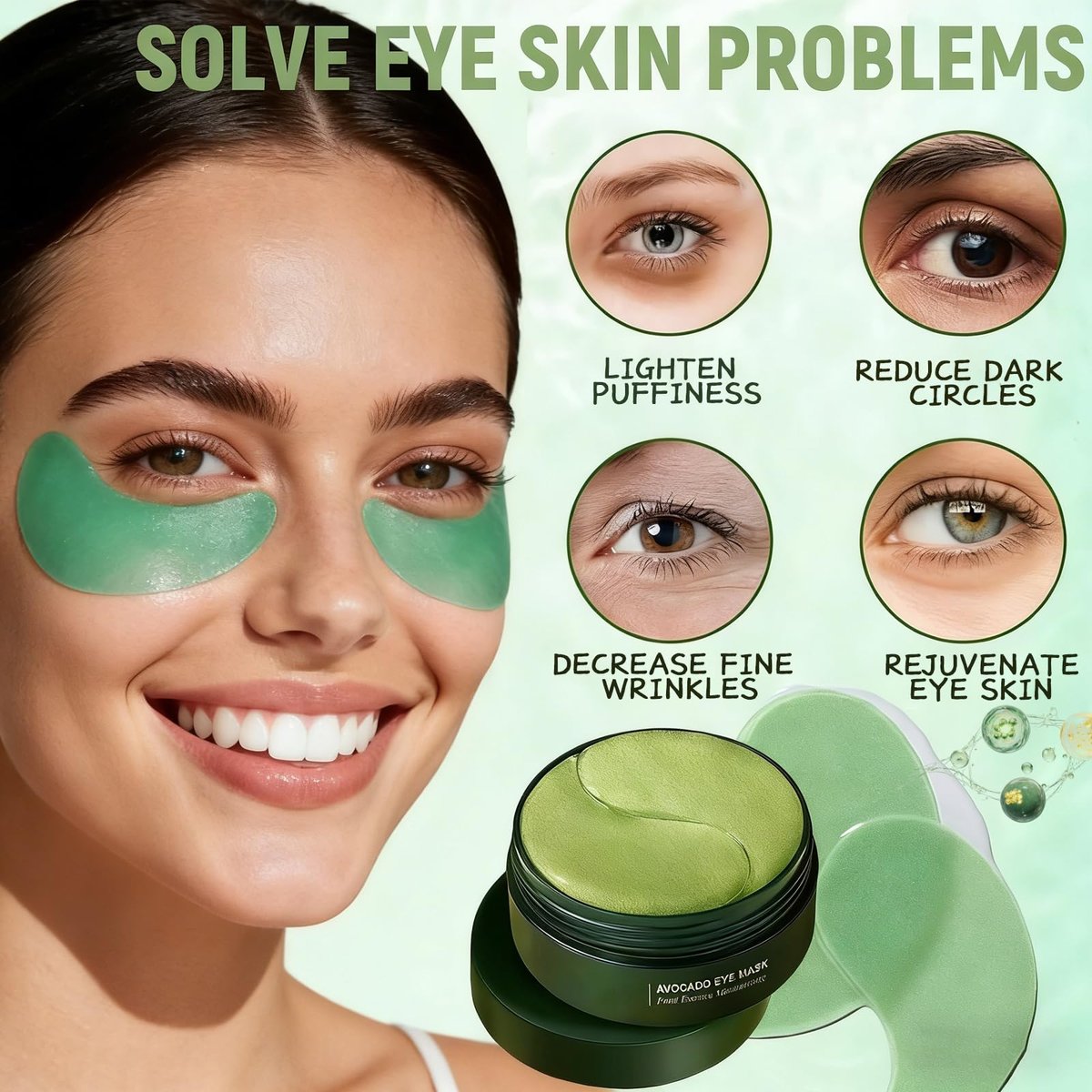 Avocado Eye Mask 60 Pcs - Hydrating Under Eye Patches for Dark Circles, Puffiness, and Fine Lines - görsel 5