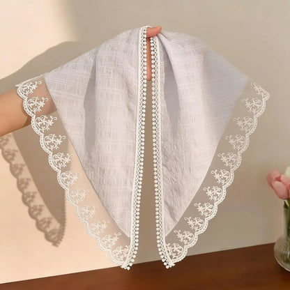 SL Sursarbelor 2-Pack Bandana Hair Scarf Headband for Women - White and Apricot Lace Triangle Hair Scarves, Cute Head Accessories Avelisse