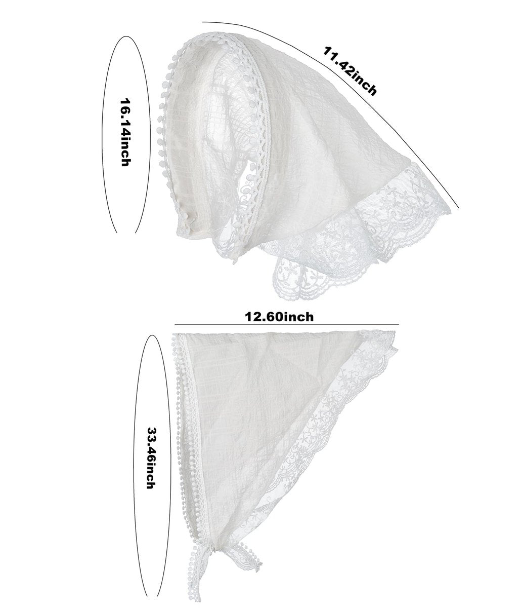 SL Sursarbelor 2-Pack Bandana Hair Scarf Headband for Women - White and Apricot Lace Triangle Hair Scarves, Cute Head Accessories Avelisse