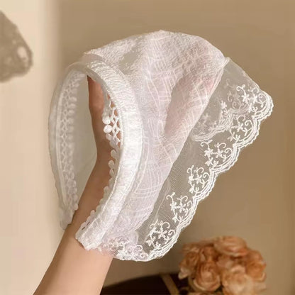 SL Sursarbelor 2-Pack Bandana Hair Scarf Headband for Women - White and Apricot Lace Triangle Hair Scarves, Cute Head Accessories Avelisse