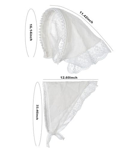 SL Sursarbelor 2-Pack Bandana Hair Scarf Headband for Women - White and Apricot Lace Triangle Hair Scarves, Cute Head Accessories Avelisse