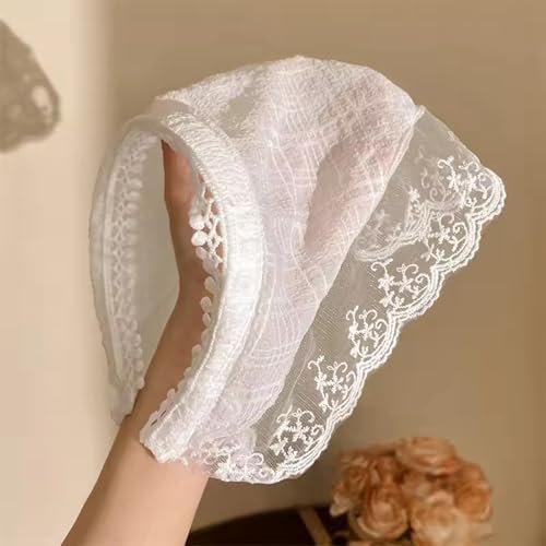 SL Sursarbelor 2-Pack Bandana Hair Scarf Headband for Women - White and Apricot Lace Triangle Hair Scarves, Cute Head Accessories Avelisse