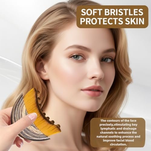 Lymphatic Contour Face Brush for Sculpting, Anti-Puffiness & Detox – Natural Skin Glow Enhancer (1 Pack, Brown) - görsel 4