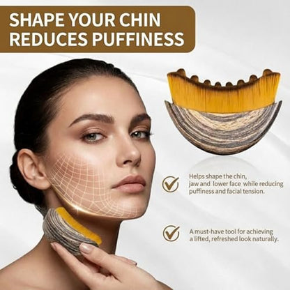 Lymphatic Contour Face Brush for Sculpting, Anti-Puffiness & Detox – Natural Skin Glow Enhancer (1 Pack, Brown)