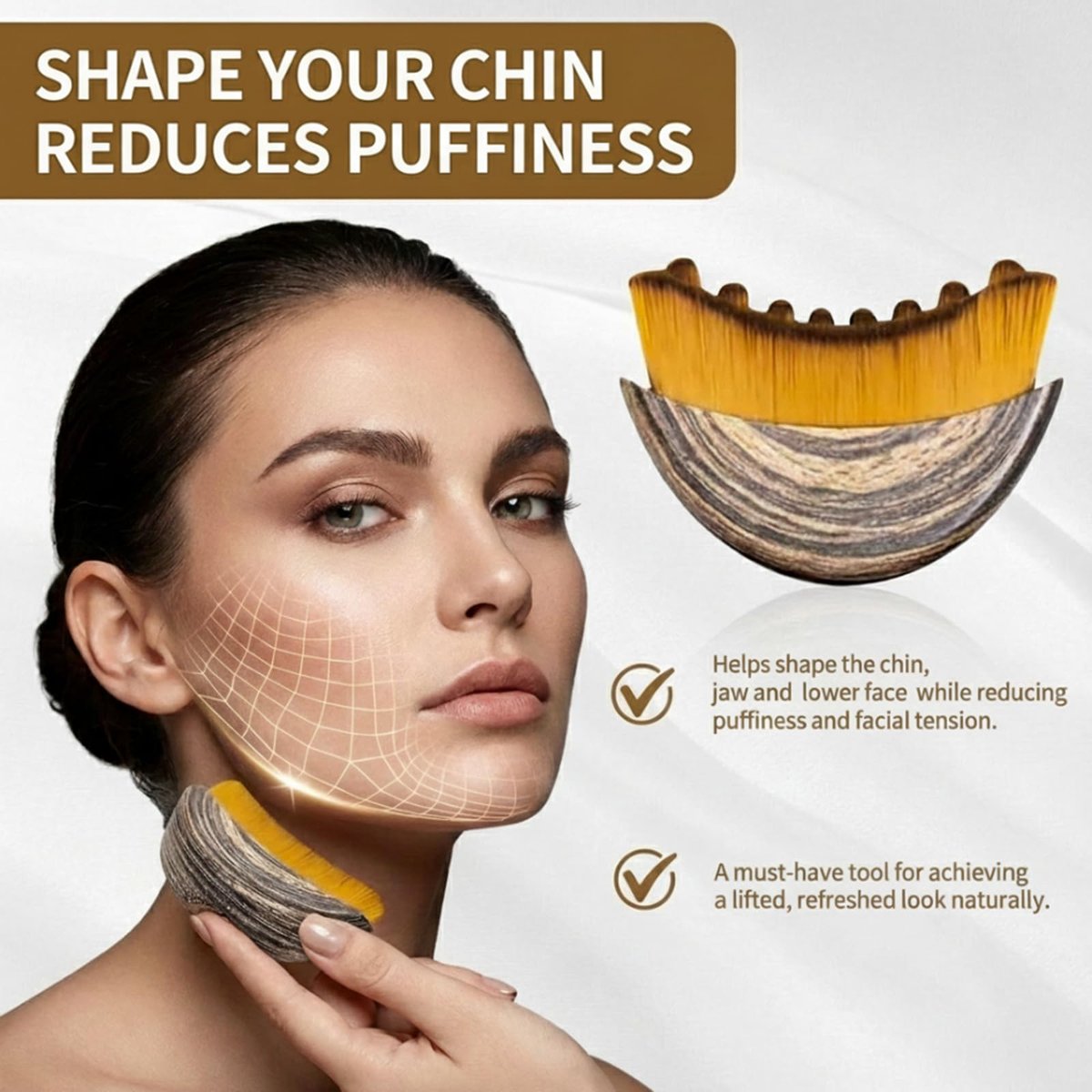 Lymphatic Contour Face Brush for Sculpting, Anti-Puffiness & Detox – Natural Skin Glow Enhancer (1 Pack, Brown) - görsel 5