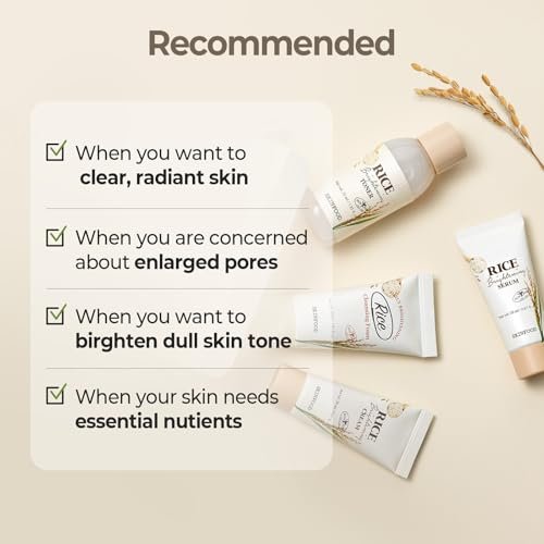 SKINFOOD Rice Starter Kit: Glass Skin Travel Set with Toner, Serum, Moisturizer & Face Wash Avelisse