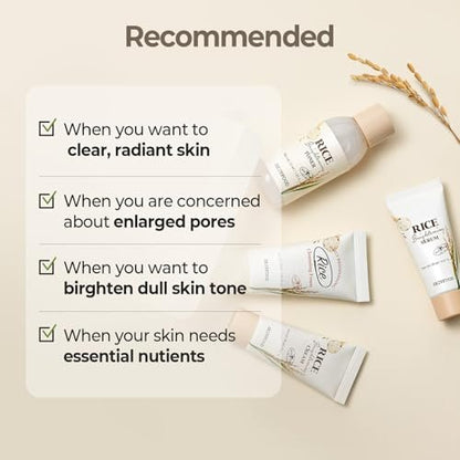 SKINFOOD Rice Starter Kit: Glass Skin Travel Set with Toner, Serum, Moisturizer & Face Wash Avelisse
