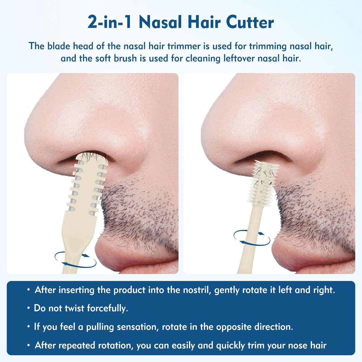 CNTVO 10 Pcs Nasal Hair Cutter - 2-in-1 Double Sided Nose Hair Trimmer, 360° Rotating Manual Trimmer for Men and Women, Portable Professional Nasal Remover for Home Travel Essentials - görsel 5