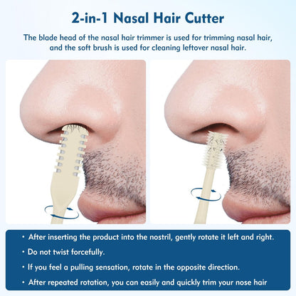 CNTVO 10 Pcs Nasal Hair Cutter - 2-in-1 Double Sided Nose Hair Trimmer, 360° Rotating Manual Trimmer for Men and Women, Portable Professional Nasal Remover for Home Travel Essentials