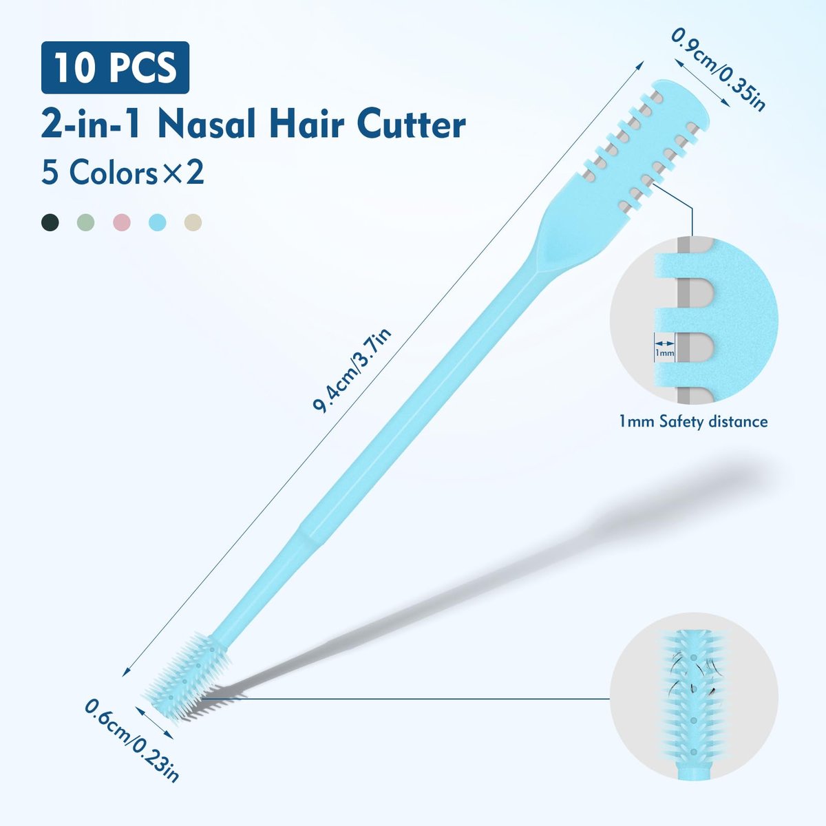 CNTVO 10 Pcs Nasal Hair Cutter - 2-in-1 Double Sided Nose Hair Trimmer, 360° Rotating Manual Trimmer for Men and Women, Portable Professional Nasal Remover for Home Travel Essentials - görsel 11