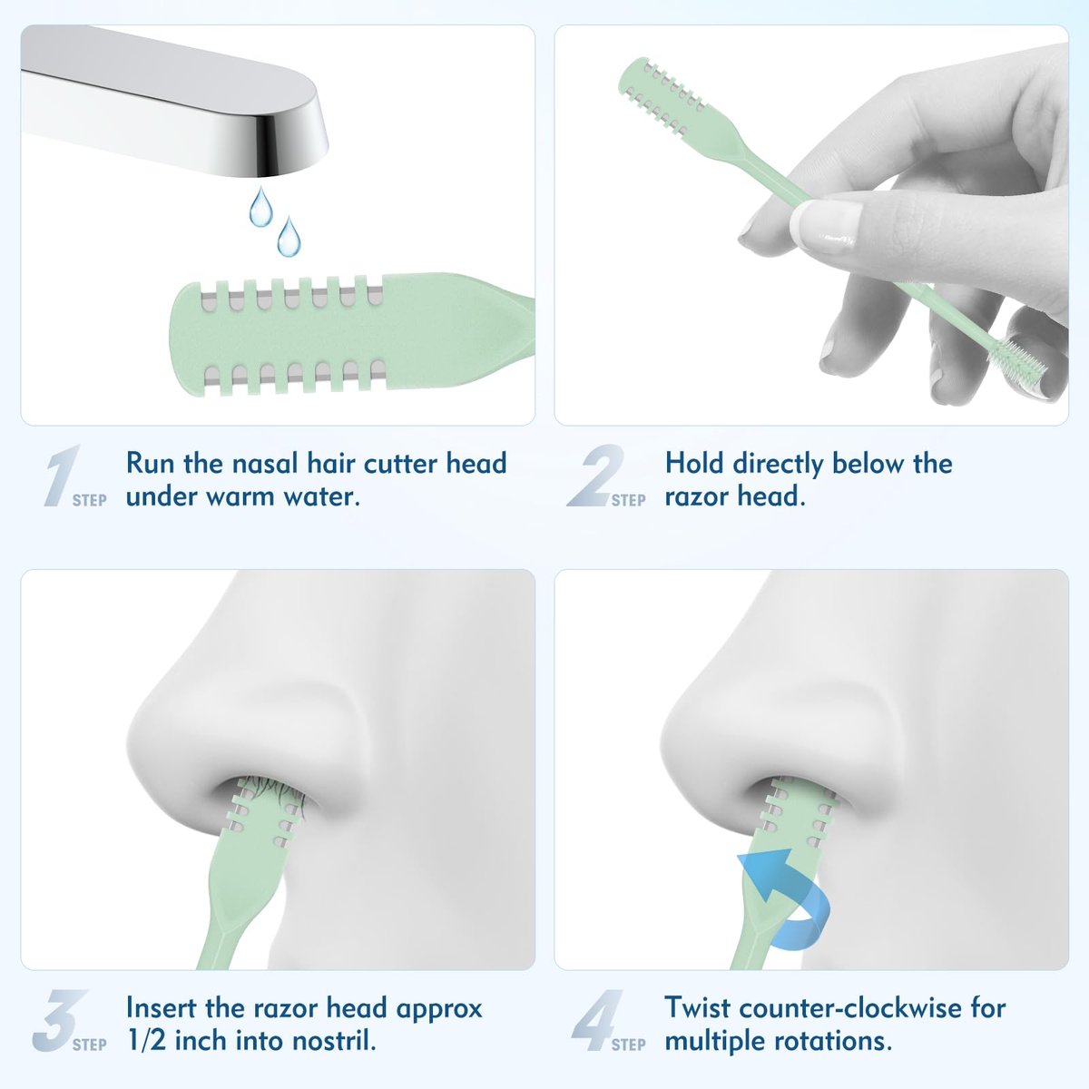 CNTVO 10 Pcs Nasal Hair Cutter - 2-in-1 Double Sided Nose Hair Trimmer, 360° Rotating Manual Trimmer for Men and Women, Portable Professional Nasal Remover for Home Travel Essentials - görsel 13