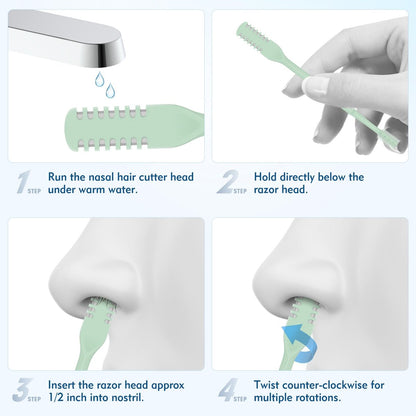 CNTVO 10 Pcs Nasal Hair Cutter - 2-in-1 Double Sided Nose Hair Trimmer, 360° Rotating Manual Trimmer for Men and Women, Portable Professional Nasal Remover for Home Travel Essentials