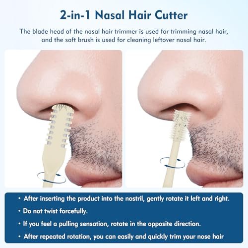 CNTVO 10 Pcs Nasal Hair Cutter - 2-in-1 Double Sided Nose Hair Trimmer, 360° Rotating Manual Trimmer for Men and Women, Portable Professional Nasal Remover for Home Travel Essentials - görsel 6