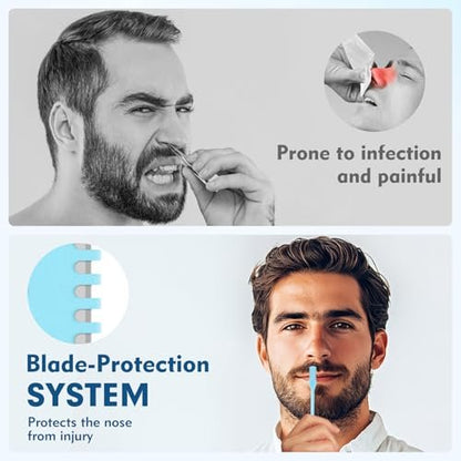 CNTVO 10 Pcs Nasal Hair Cutter - 2-in-1 Double Sided Nose Hair Trimmer, 360° Rotating Manual Trimmer for Men and Women, Portable Professional Nasal Remover for Home Travel Essentials