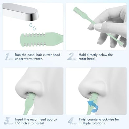 CNTVO 10 Pcs Nasal Hair Cutter - 2-in-1 Double Sided Nose Hair Trimmer, 360° Rotating Manual Trimmer for Men and Women, Portable Professional Nasal Remover for Home Travel Essentials