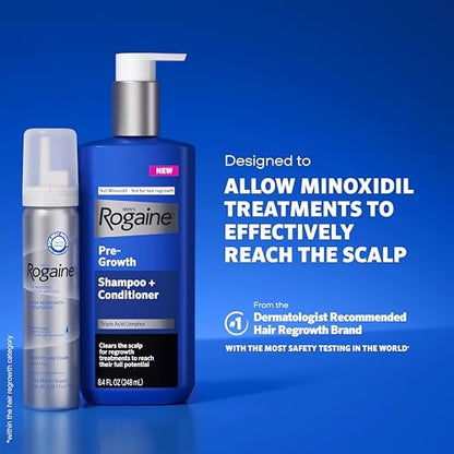 Rogaine Men's Pre-Growth 2 in 1 Shampoo + Conditioner with Triple Acid Complex, 8.4 fl. oz Avelisse