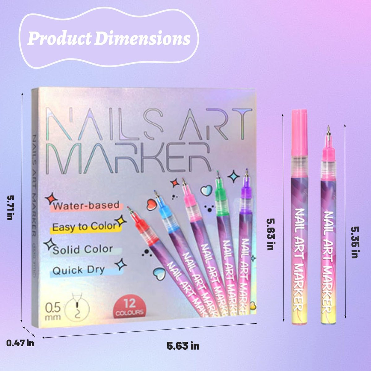 12 Colors Nail Art Pens - 0.5mm Fine Tip Nail Art Markers for DIY Nail Design, Quick-Drying Acrylic Paint Pens for Home & Salon Use - görsel 6