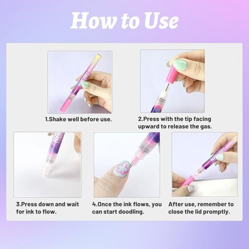 12 Colors Nail Art Pens - 0.5mm Fine Tip Nail Art Markers for DIY Nail Design, Quick-Drying Acrylic Paint Pens for Home & Salon Use - görsel 11