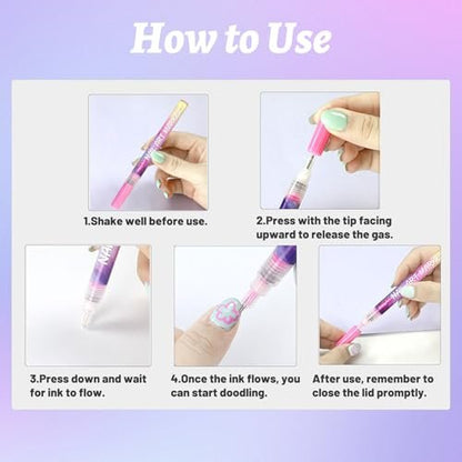 12 Colors Nail Art Pens - 0.5mm Fine Tip Nail Art Markers for DIY Nail Design, Quick-Drying Acrylic Paint Pens for Home & Salon Use