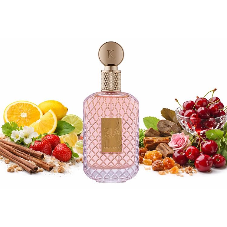 Khadlaj Ria Eau de Parfum – Fruity Sweet Fresh Musky Long-Lasting Fragrance for Women, 3.4 oz (100 ml) Avelisse