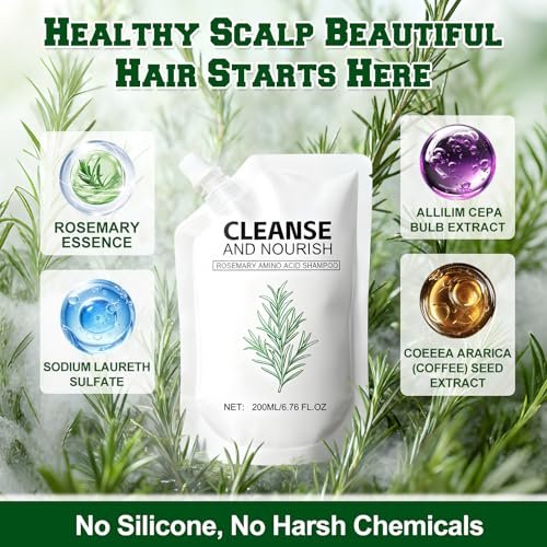 Rosemary Amino Acid Shampoo for Hair Growth – Thinning Hair Shampoo for Women and Men – Controls Oil, Strengthens Scalp – Natural Formula, 2-Pack (6.76 fl oz Total) Avelisse