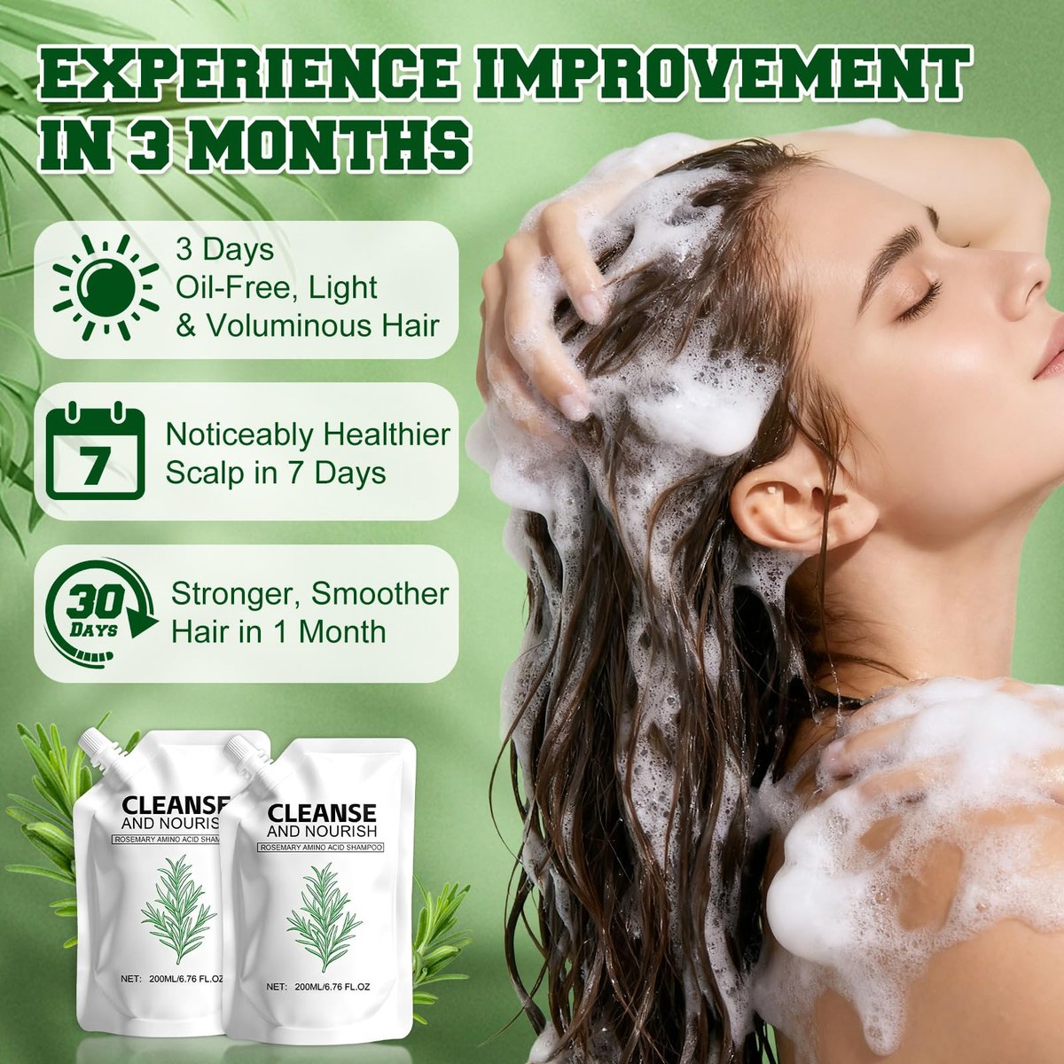 Rosemary Amino Acid Shampoo for Hair Growth – Thinning Hair Shampoo for Women and Men – Controls Oil, Strengthens Scalp – Natural Formula, 2-Pack (6.76 fl oz Total) Avelisse