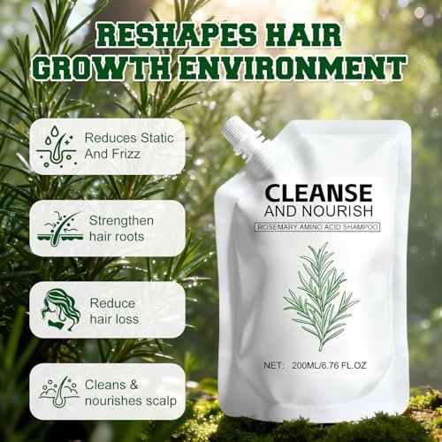 Rosemary Amino Acid Shampoo for Hair Growth – Thinning Hair Shampoo for Women and Men – Controls Oil, Strengthens Scalp – Natural Formula, 2-Pack (6.76 fl oz Total) Avelisse