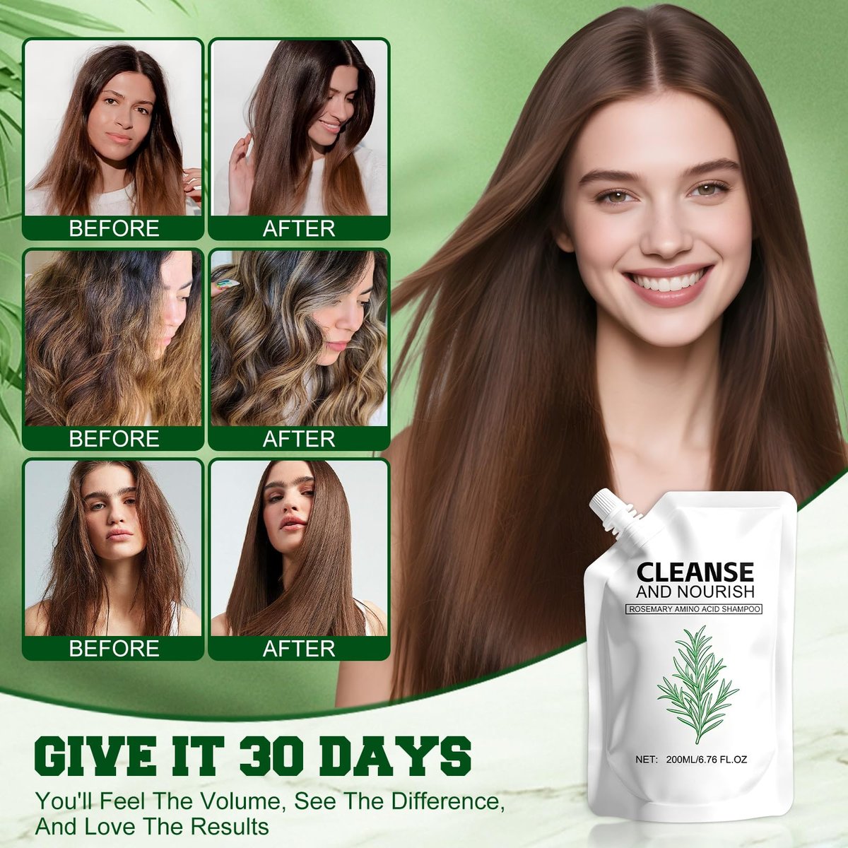 Rosemary Amino Acid Shampoo for Hair Growth – Thinning Hair Shampoo for Women and Men – Controls Oil, Strengthens Scalp – Natural Formula, 2-Pack (6.76 fl oz Total) Avelisse