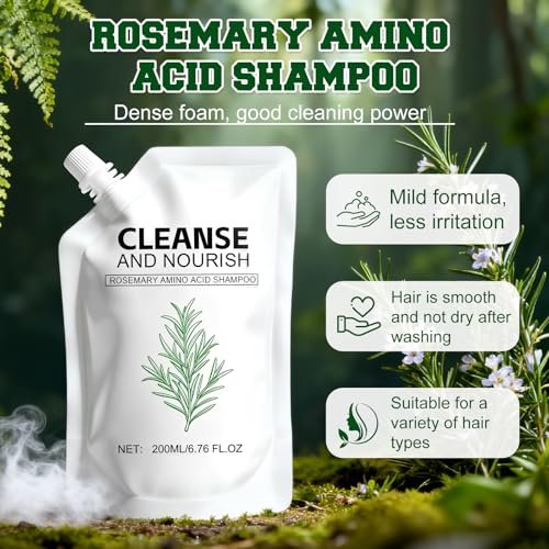 Rosemary Amino Acid Shampoo for Hair Growth – Thinning Hair Shampoo for Women and Men – Controls Oil, Strengthens Scalp – Natural Formula, 2-Pack (6.76 fl oz Total) Avelisse