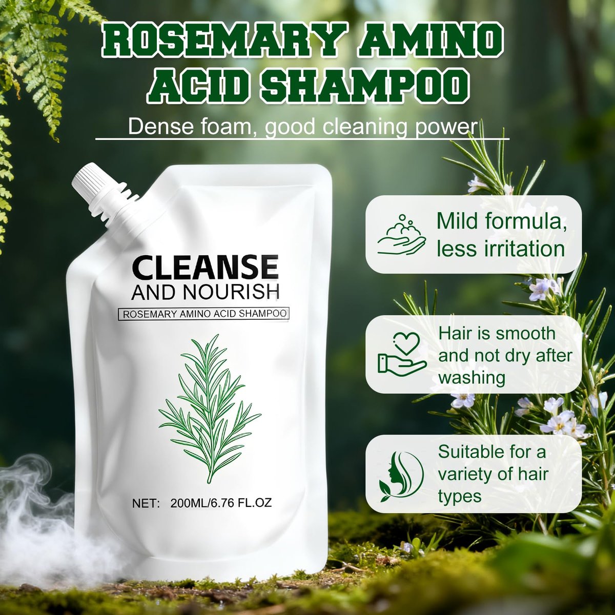 Rosemary Amino Acid Shampoo for Hair Growth – Thinning Hair Shampoo for Women and Men – Controls Oil, Strengthens Scalp – Natural Formula, 2-Pack (6.76 fl oz Total) Avelisse