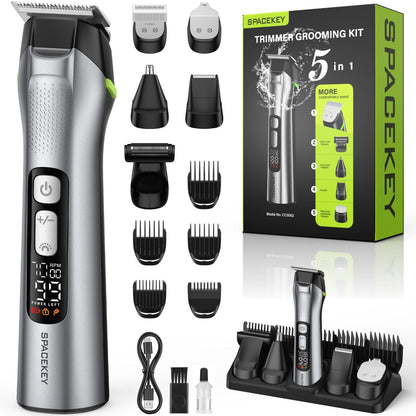 Beard Trimmer for Men, All-in-One Men's Grooming Kit – Stainless Steel Blade Cordless Hair Clippers, 150-Min Runtime, IPX7 Waterproof, 3 Speeds Adjustable Body Hair Trimmer for Nose, Ear, Face Avelisse
