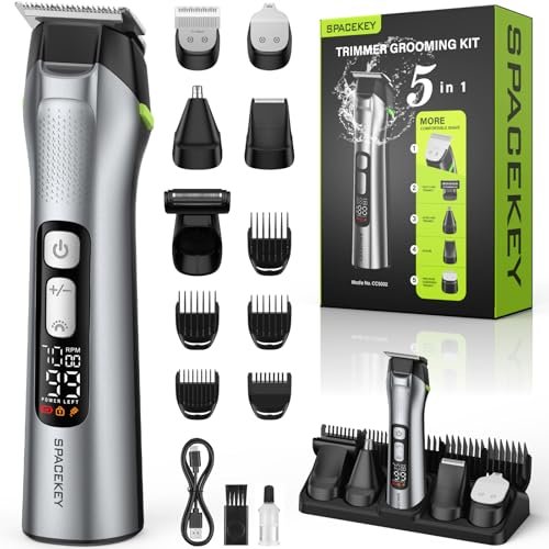 Beard Trimmer for Men, All-in-One Men's Grooming Kit – Stainless Steel Blade Cordless Hair Clippers, 150-Min Runtime, IPX7 Waterproof, 3 Speeds Adjustable Body Hair Trimmer for Nose, Ear, Face Avelisse