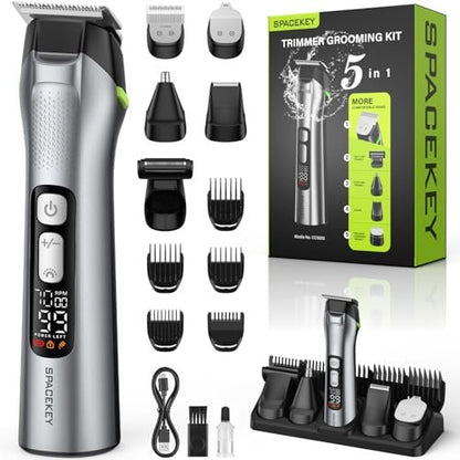 Beard Trimmer for Men, All-in-One Men's Grooming Kit – Stainless Steel Blade Cordless Hair Clippers, 150-Min Runtime, IPX7 Waterproof, 3 Speeds Adjustable Body Hair Trimmer for Nose, Ear, Face Avelisse