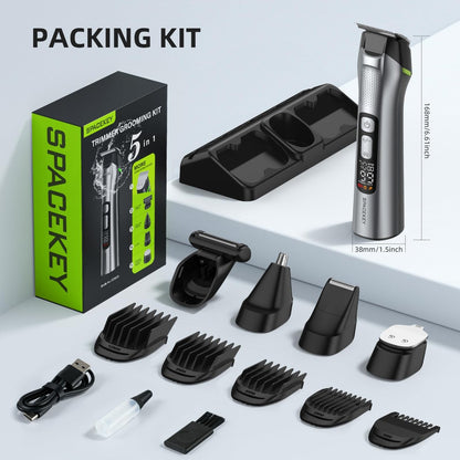 Beard Trimmer for Men, All-in-One Men's Grooming Kit – Stainless Steel Blade Cordless Hair Clippers, 150-Min Runtime, IPX7 Waterproof, 3 Speeds Adjustable Body Hair Trimmer for Nose, Ear, Face Avelisse