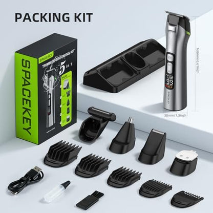 Beard Trimmer for Men, All-in-One Men's Grooming Kit – Stainless Steel Blade Cordless Hair Clippers, 150-Min Runtime, IPX7 Waterproof, 3 Speeds Adjustable Body Hair Trimmer for Nose, Ear, Face Avelisse