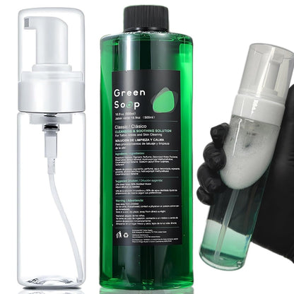 Miuxia Green Soap Tattoo 16.9OZ Ultra Concentrated – Makes 1.3 Gallons – with 7OZ Foam Bottle
