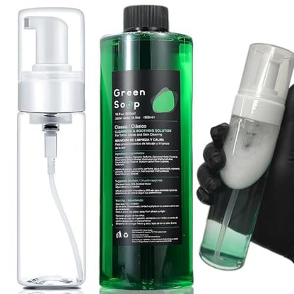Miuxia Green Soap Tattoo 16.9OZ Ultra Concentrated – Makes 1.3 Gallons – with 7OZ Foam Bottle