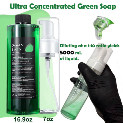 Miuxia Green Soap Tattoo 16.9OZ Ultra Concentrated – Makes 1.3 Gallons – with 7OZ Foam Bottle